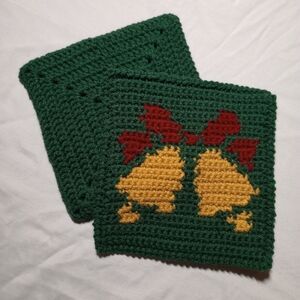 Festive Crochet Coasters with Bells